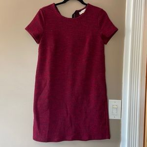 Loft Shirt Shift Dark Red Knit Fabric Dress